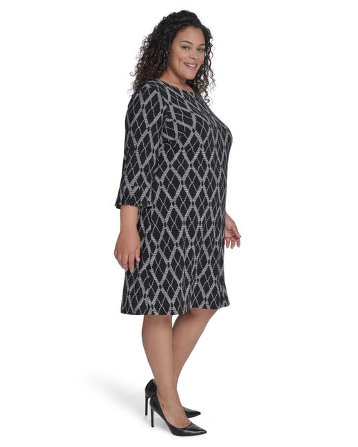 Tommy Hilfiger Black Plus Size Bell-sleeve Shift Dress