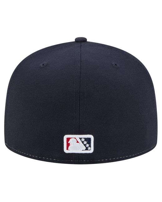 KTZ Blue White/navy Indianapolis Indians Authentic Collection 59fifty Fitted Hat for men