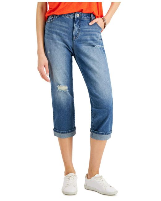 Denim Curvy Cuffed Capri Jeans, Created 