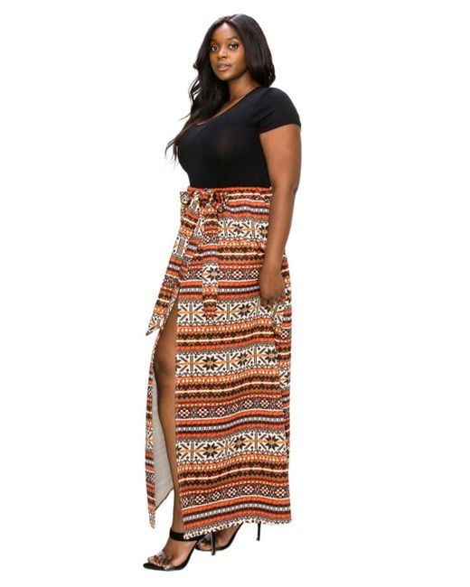 L I V D Red Plus Size Ari Wrap Maxi Skirt