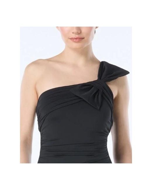 Carmen Marc Valvo Black Ruched One-shoulder One Piece Swimsuit