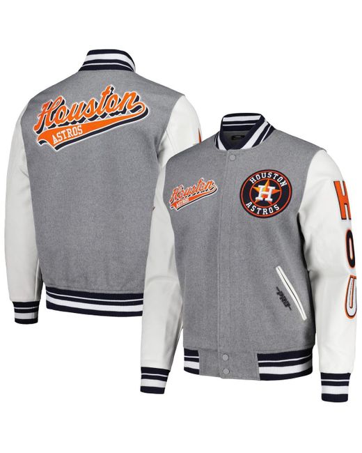 Pro Standard Gray Houston Astros Script Tail Wool Full-zip Varity Jacket for men