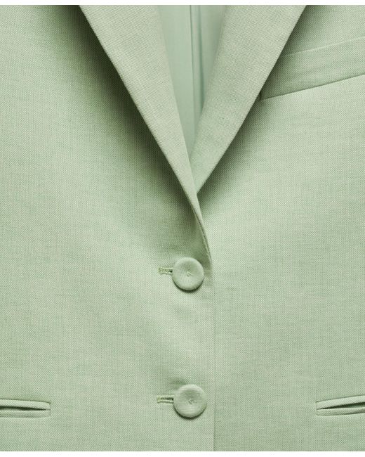 Mango Green Buttons Detail Cropped Blazer