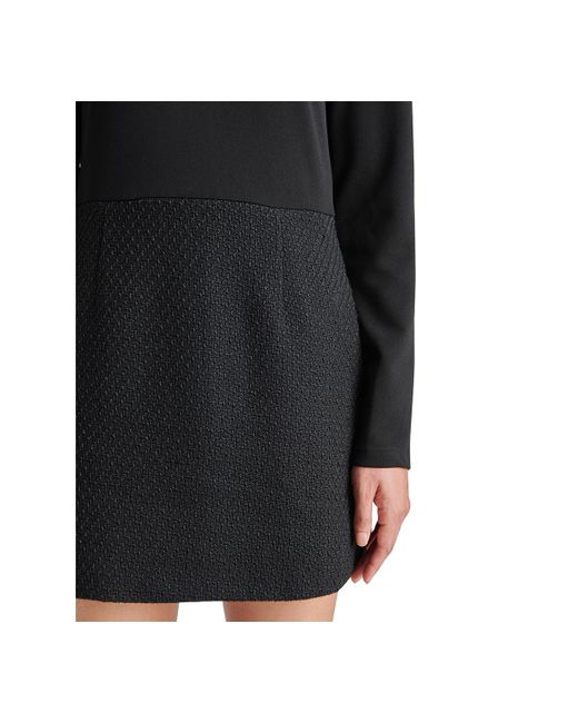 Steve Madden Black Ty Mixed-media Long-sleeve Dress