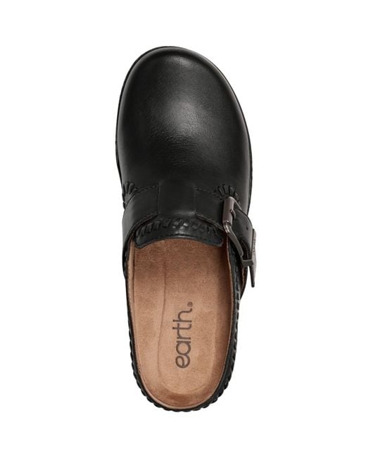Earth Black Kay Stitched Round Toe Clogs