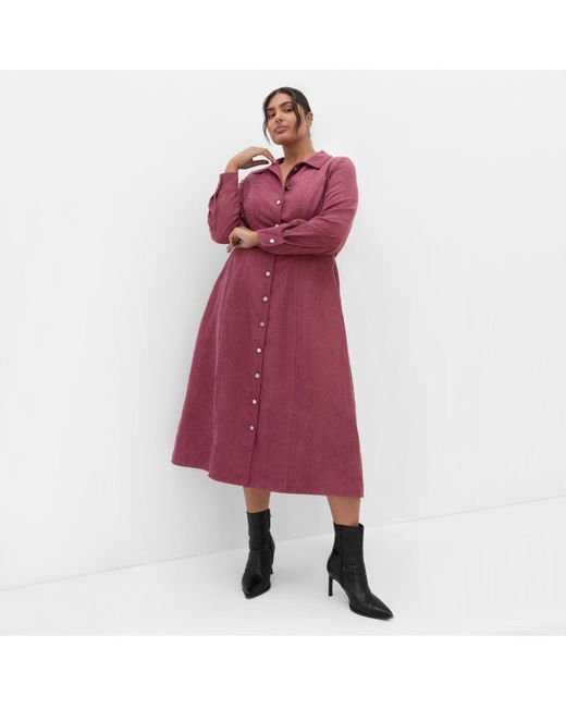 City Chic Plus Size Leia Long Sleeve Midi Dress in Pink | Lyst
