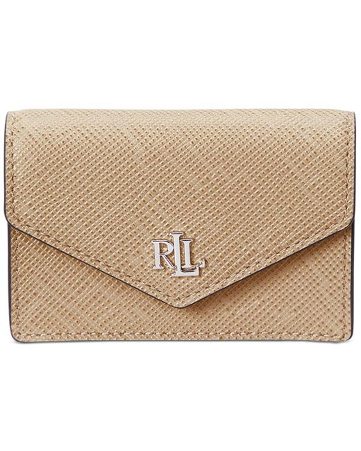 Ralph Lauren Natural Textured Leather Small Flap Card Case