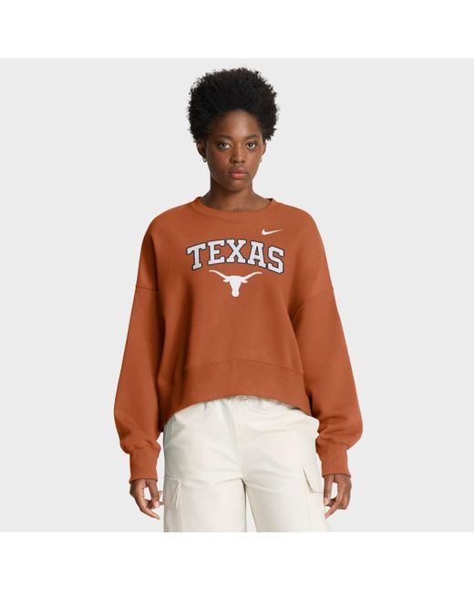 Nike Women's Brown Texas Orange Texas Longhorns Oversized Phoenix Arch Pullover Sweatshirt