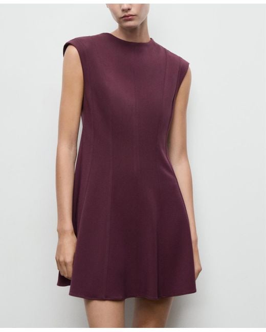 Mango Purple Seams Detail A-line Dress