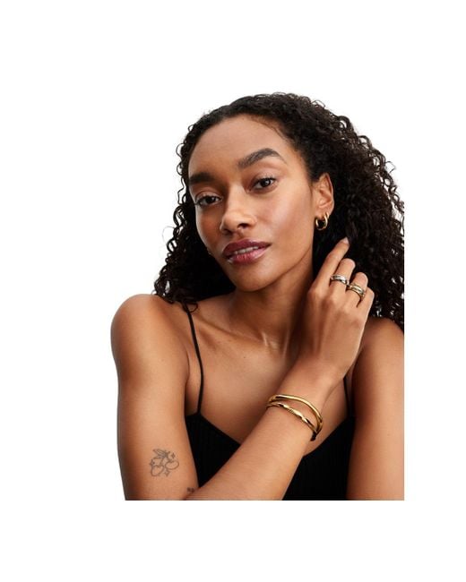 Pandora Metallic Organically Shaped Two-tone Double Ring