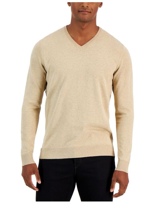 Alfani Solid V neck Cotton Sweater in Red for Men Lyst