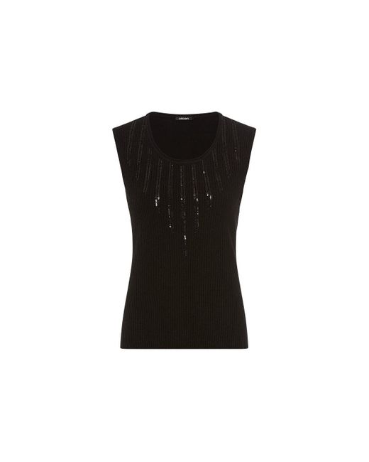 Olsen Black Rib Knit Shell