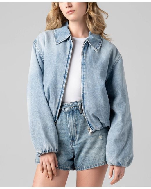 Blank NYC Blue Bottomless Brunch Zip Front Jacket
