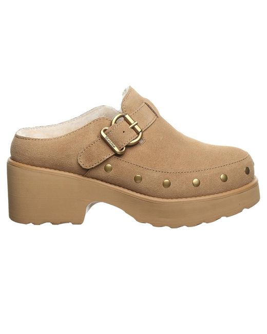 BEARPAW Brown Falyn Platform Buckle Clogs