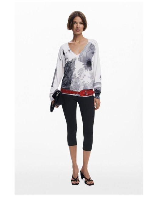 Desigual White Fine Collage Sweater