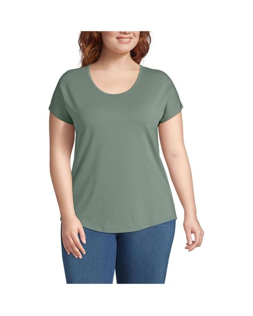 Lands' End Green Plus Size Lightweight Jersey T-shirt