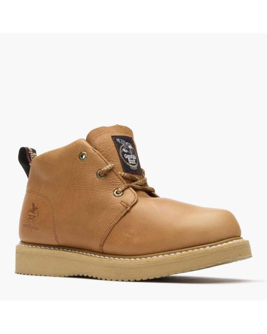 Georgia Boot AMP LT Wedge Pull-On Work Boot - Brown Leather, Mid-Caft Height, Comfort Wedge Sole - View #3