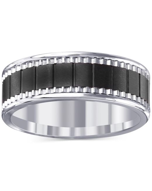Macy's Men's Metallic Black Ceramic & Stainless Steel Band