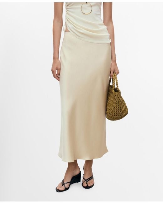 Mango Natural Midi Satin Skirt
