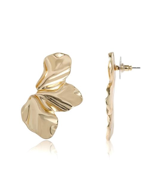 BCBGMAXAZRIA Metallic Tone Leaf Statement Earrings
