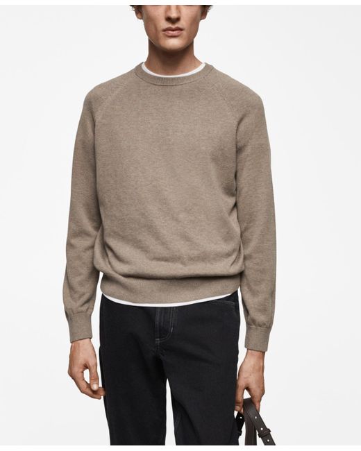 Mango Gray Fine-knit Cotton Sweater for men