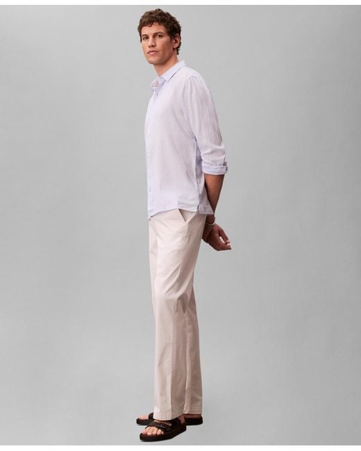 Calvin Klein Purple Solid Linen-blend Shirt for men