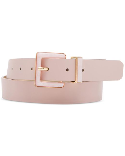 Steve Madden Pink Imitation Pearl Inlay Faux-leather Belt