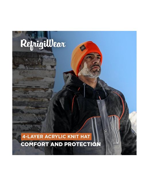 Refrigiwear Orange Four Layered Soft Acrylic Knit Winter Beanie Fat Cap for men