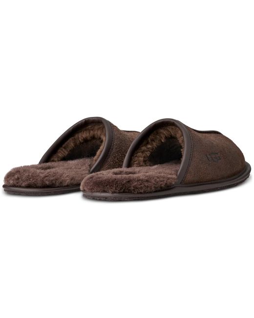 Ugg Brown Scuff Leather Distressed House Slipper for men