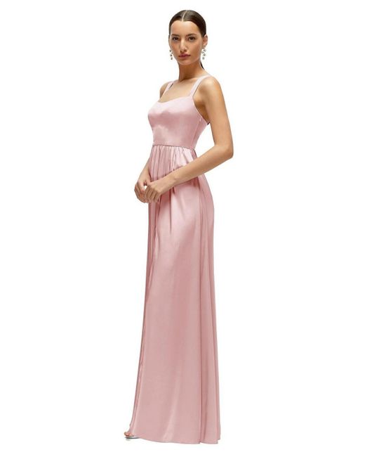 After Six Pink Plus Size Shaped Strap Portrait Neckline Fluid Satin Maxi Dress