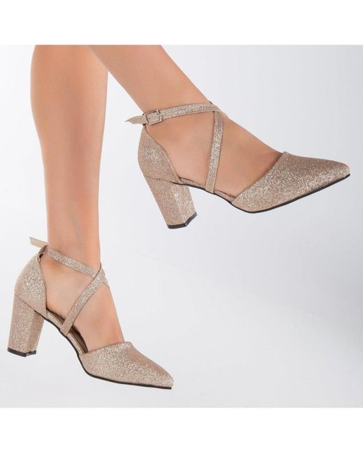 Forever & Always Shoes White Sina Criss Cross High Block Heels