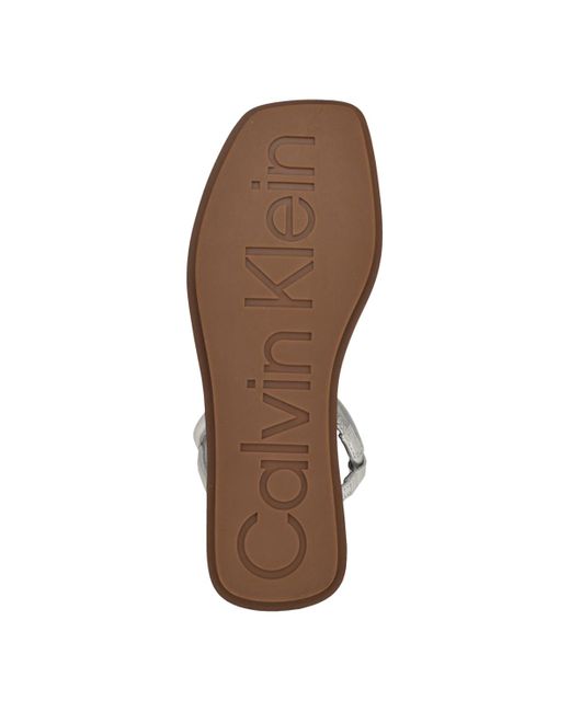 Calvin Klein Black Prue Sqaure Toe Strappy Flat Sandals
