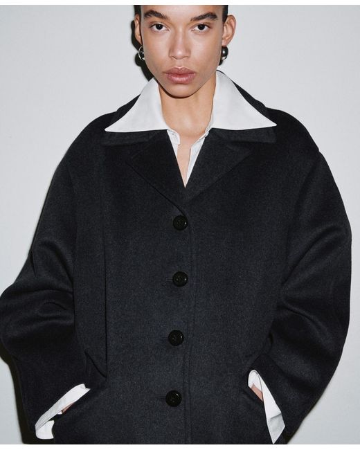 Mango Blue Buttons Wool-blend Coat