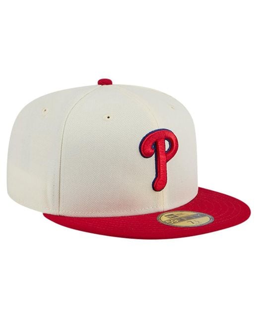 KTZ White Philadelphia Phillies Evergreen Chrome 59fifty Fitted Hat for men