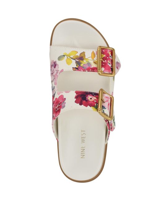 Nine West Pink Timma Double Strap Casual Sandals