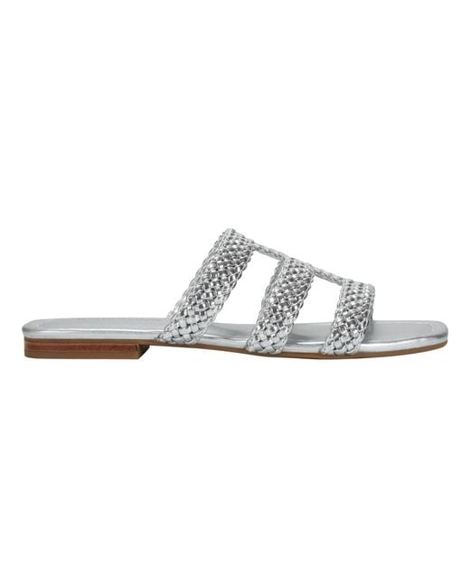 Bandolino White Sumer Woven Caged Flat Slide Sandals