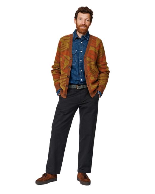 aubi Blue Blake Wool Cardigan Sweater for men