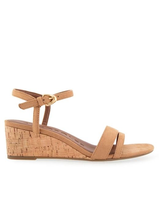Aerosoles Brown Witt Round Toe Wedge Sandals