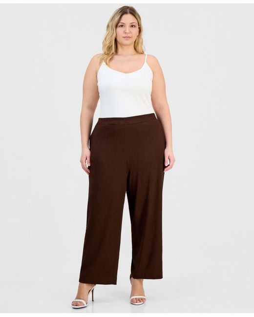 Anne Klein Essentials Brown Plus Size Pull-on Pants