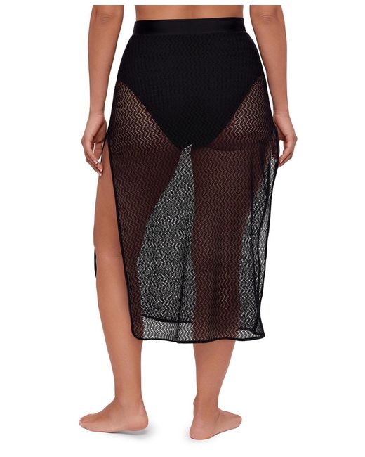 S3 Apparel Side Slit Crochet Swimsuit Coverup Skirt in Black | Lyst