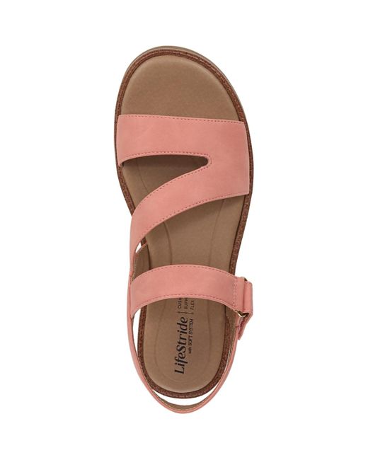 LifeStride Pink Waverly Round Open Toe Strappy Platform Sandals