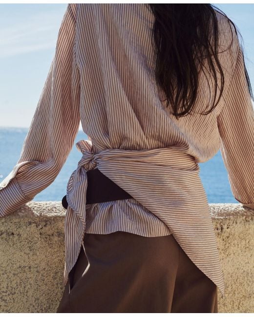 Mango Natural Knot Stripped Blouse