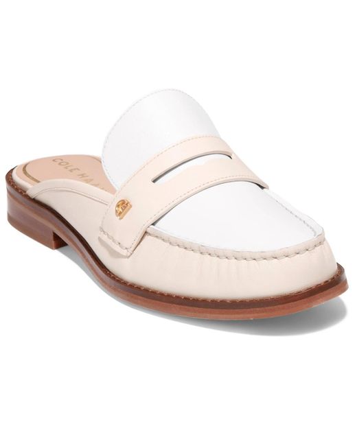 Cole Haan White Lux Pinch Penny Mule Flats