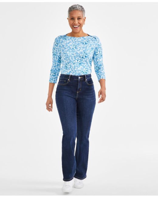 Style & Co. Blue Mid-rise Curvy Bootcut Jeans