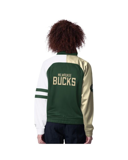 Starter Green Milwaukee Bucks Line Up Dolman Raglan Full-zip Track Jacket