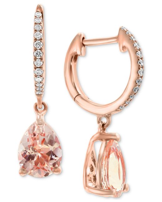 Effy Multicolor Effy® Morganite (1-9/10 Ct. T.w.) & Diamond (1/10 Ct. T.w.) Drop Earrings In 14k Rose Gold