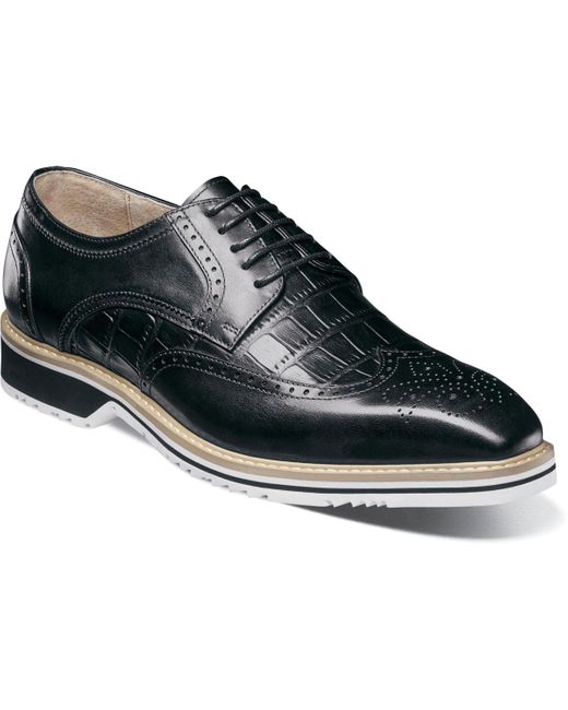 Stacy Adams Black Beaumont Wingtip Oxford for men