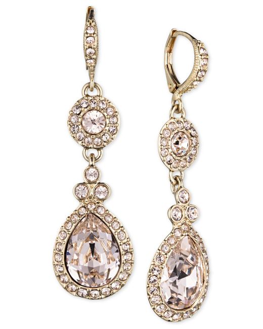 Givenchy Silk Gold Tone Crystal And, Givenchy Gold Tone Crystal Chandelier Earrings