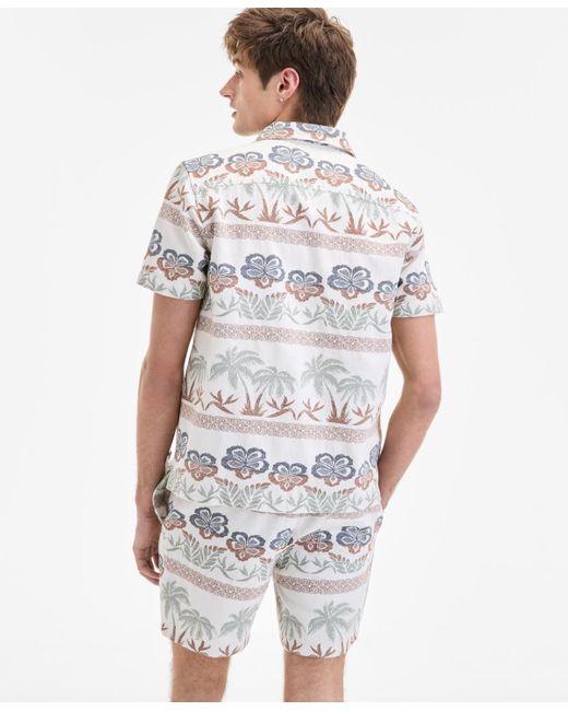 Sun & Stone White Sun + Stone Ace Short Sleeve Printed Button-front Camp Shirt for men
