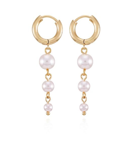 Tahari White Tone Imitation Pearl Drop Dangle Earrings